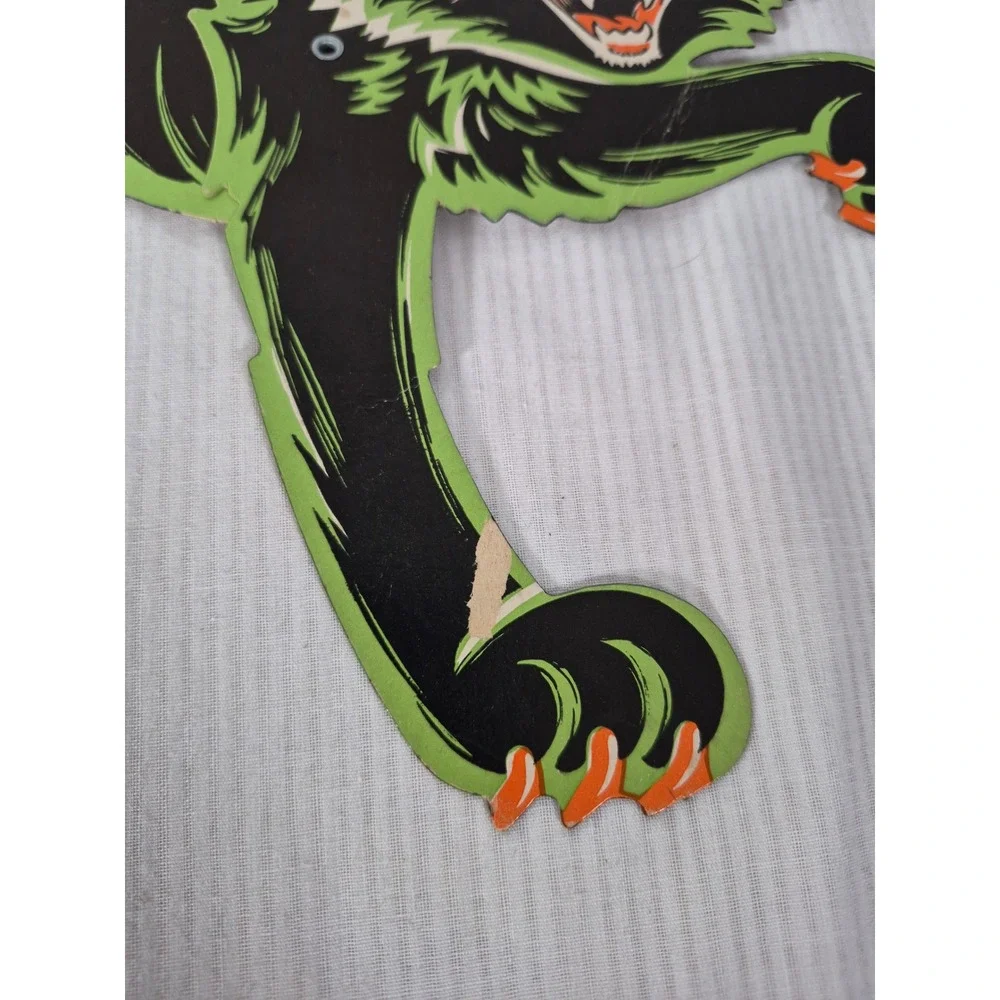 Vintage Beistle Halloween Jointed Black Cat Cutout Paperboard Decoration USA